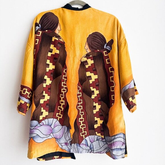Dancing Girlóprint by Irene Klar Silk Hand Painted Jacket XL - Picture 1 of 12